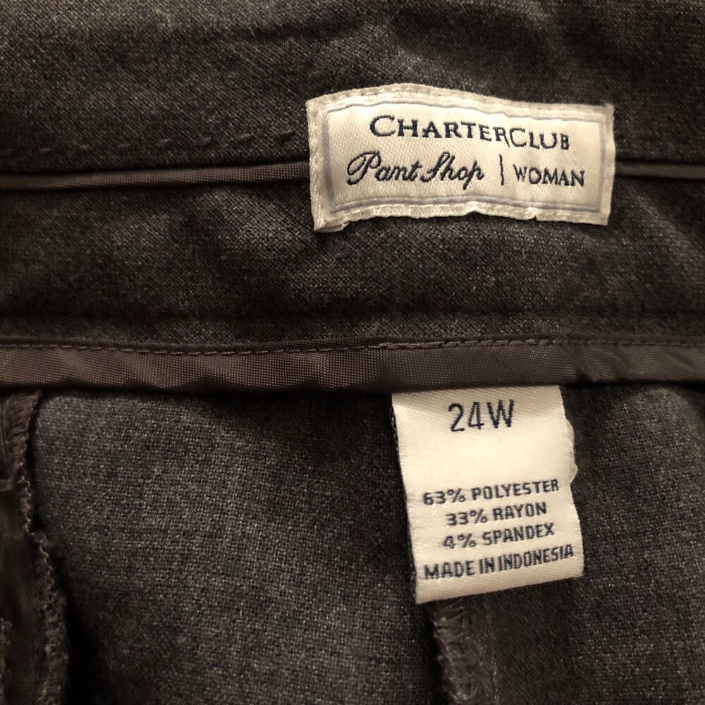 CHARTER CLUB WOMEN'S NEW GRAY 63%POLYESTER 33%RAYON DRESS PANTS SIZE: 24/32 - Picture 4 of 4